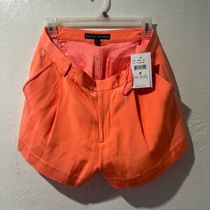 New Ralph Lauren Pleated Silk Orange Women Shorts Size 8
